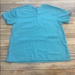 Dickies Aqua Blue Scrubs Scrub Top Small